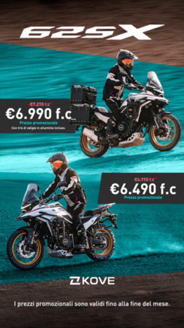 Kove 625X PRO, crossover inclusa nelle promozioni Kove 2026