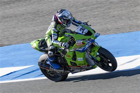 Garrett Gerloff e Kawasaki al WorldSBK Estoril durante le prove della Ninja ZX-10RR